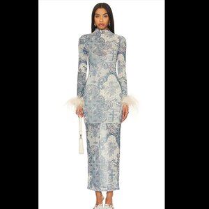 LOBA Lara Maxi Dress with feather cuffs